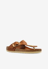 Birkenstock Gizeh Big Buckle Leather Sandals Brown 1018785 0-COGNAC