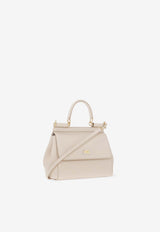 Dolce & Gabbana Small Sicily Dauphine Leather Top Handle Bag White BB6003 A1001-80414