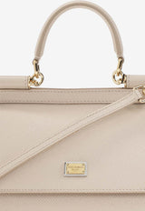 Dolce & Gabbana Small Sicily Dauphine Leather Top Handle Bag White BB6003 A1001-80414