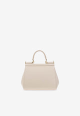 Dolce & Gabbana Small Sicily Dauphine Leather Top Handle Bag White BB6003 A1001-80414