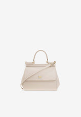 Dolce & Gabbana Small Sicily Dauphine Leather Top Handle Bag White BB6003 A1001-80414