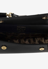 Dolce & Gabbana Mini Sicily Polished Leather Top Handle Bag Black BB7116 A1037-80999