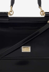 Dolce & Gabbana Medium Sicily Patent Leather Top Handle Bag Black BB6003 A1037-80999
