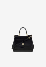 Dolce & Gabbana Medium Sicily Patent Leather Top Handle Bag Black BB6003 A1037-80999