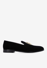 Dolce & Gabbana Leonardo DG Logo Velvet Loafers Black A50467 A6808-80999