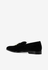 Dolce & Gabbana Leonardo DG Logo Velvet Loafers Black A50467 A6808-80999