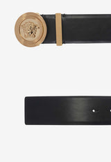Versace Medusa Biggie Round-Buckle Leather Belt Black 1003873 DVTP1-1B00V