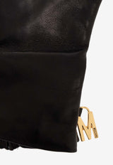 Moschino Logo Charm Leather Gloves Black 65250 M2396-016
