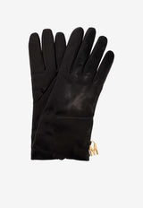 Moschino Logo Charm Leather Gloves Black 65250 M2396-016
