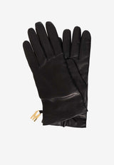 Moschino Logo Charm Leather Gloves Black 65250 M2396-016