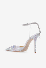 Jimmy Choo Saeda 100 Crystal Embellished Satin Pumps Silver SAEDA 100 BAM-IVORY CRYSTAL