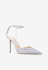 Jimmy Choo Saeda 100 Crystal Embellished Satin Pumps Silver SAEDA 100 BAM-IVORY CRYSTAL