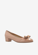 Ferragamo Vara 30 Patent Leather Pumps Beige 01B221 VARA 1 753641-AMARETTI