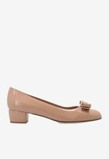 Ferragamo Vara 30 Patent Leather Pumps Beige 01B221 VARA 1 753641-AMARETTI