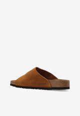 Birkenstock Zurich Double Strap Suede Slides Brown 1023842 0-MINK