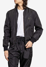 Dolce & Gabbana Logo Plaque Bomber Jacket Black G9ABPT G7F2J-N0000