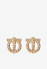 Ferragamo Crystal Gancini Stud Earrings Gold 760417 EA 3D STRASS 736294-ORO GIOVE STRASS CRYSTAL