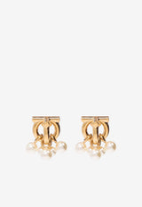 Ferragamo Gancini Pearl Earrings Gold 760529 OR 3D GRAPE 751028-ORO CHIARO PER BIANCHE
