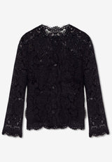 Dolce & Gabbana Single-Breasted Lace Blazer Black F29TUT HLM7L-N0000