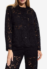 Dolce & Gabbana Single-Breasted Lace Blazer Black F29TUT HLM7L-N0000