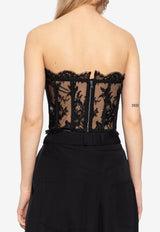 Dolce & Gabbana Sheer Floral Lace Corset Top Black F72X4T HLMQJ-N0000