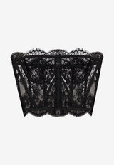 Dolce & Gabbana Sheer Floral Lace Corset Top Black F72X4T HLMQJ-N0000