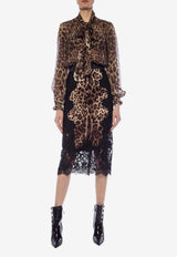 Dolce & Gabbana Lace-Trimmed Pencil Skirt Brown F4BHCT FSAXY-HY13M
