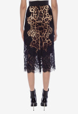 Dolce & Gabbana Lace-Trimmed Pencil Skirt Brown F4BHCT FSAXY-HY13M