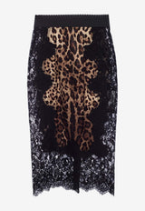 Dolce & Gabbana Lace-Trimmed Pencil Skirt Brown F4BHCT FSAXY-HY13M