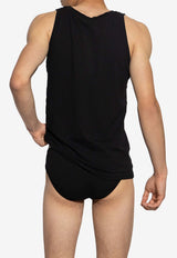 Dolce & Gabbana Emblem and Laurel Logo Patch Sleeveless T-shirt Black M8C10J ONN94-N0000