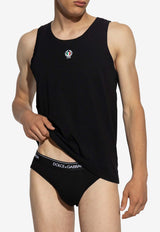 Dolce & Gabbana Emblem and Laurel Logo Patch Sleeveless T-shirt Black M8C10J ONN94-N0000