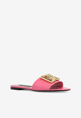 Dolce & Gabbana DG Logo Leather Flat Sandals Pink CQ0455 A1471-87141