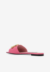 Dolce & Gabbana DG Logo Leather Flat Sandals Pink CQ0455 A1471-87141