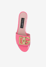 Dolce & Gabbana DG Logo Leather Flat Sandals Pink CQ0455 A1471-87141