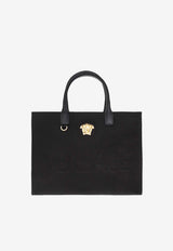 Versace Logo-Embossed Shopper Bag Black 1004741 1A03095-1B00V