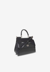 Dolce & Gabbana Small Sicily Polished Leather Handbag Gray BB6003 AI413-80748