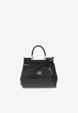 Dolce & Gabbana Small Sicily Polished Leather Handbag Gray BB6003 AI413-80748