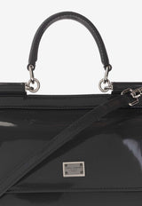 Dolce & Gabbana Small Sicily Polished Leather Handbag Gray BB6003 AI413-80748