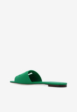 Dolce & Gabbana Bianca DG Logo Flat Sandals Green CQ0436 AY329-87192