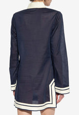 Tory Burch Tasseled V-neck Tunic Mini Dress  Navy 83308 0-405