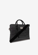 Dolce & Gabbana Logo Monogram Canvas Briefcase Black BM1590 AJ705-8B969