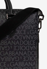 Dolce & Gabbana Logo Monogram Canvas Briefcase Black BM1590 AJ705-8B969