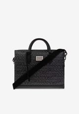 Dolce & Gabbana Logo Monogram Canvas Briefcase Black BM1590 AJ705-8B969