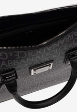 Dolce & Gabbana Logo Monogram Canvas Briefcase Black BM1590 AJ705-8B969
