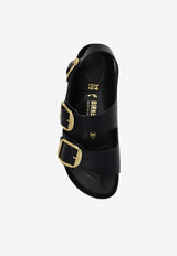 Birkenstock Milano Big Buckle Leather Sandals Black 1024211 0-HIGH SHINE BLACK