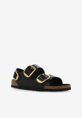 Birkenstock Milano Big Buckle Leather Sandals Black 1024211 0-HIGH SHINE BLACK