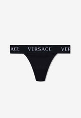 Versace Logo-Waistband Thong Black AUD04070 AC00058-A1008