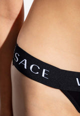 Versace Logo-Waistband Thong Black AUD04070 AC00058-A1008