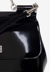 Dolce & Gabbana Large Sicily Polished Leather Handbag Black BB6002 AI413-80999