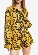 Barocco-Print Silk Pajama Top